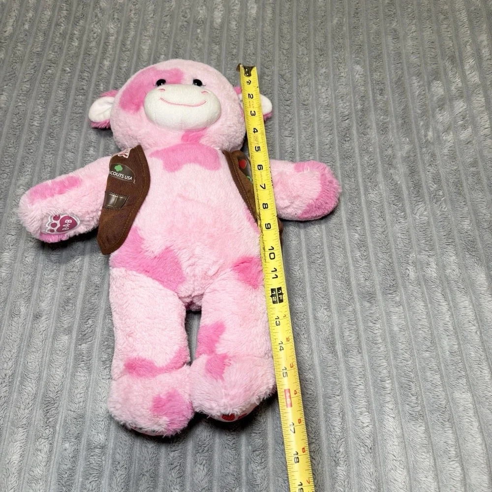 Build-A-Bear Pink Cow with Girl Scouts USA With Girl Scout‎ Brown Vest
